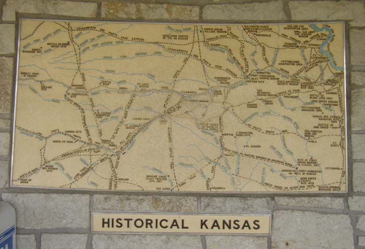 Kansas History Illustrated on a Map